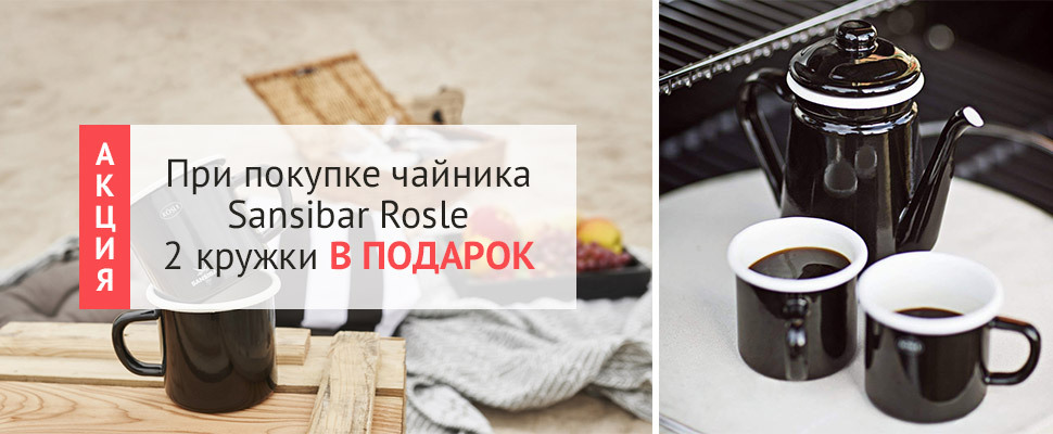 При покупке чайника для барбекю Sansibar Rosle набор из 2 кружек в подарок!