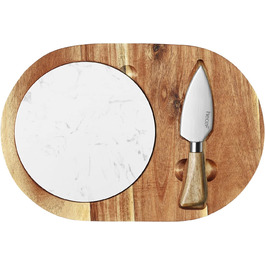 Набор из разделочной доски, тарелки и ножа для сыра 3 предмета Hecef