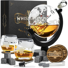 Графин для виски 900 мл, 2 стакана, 8 камней Whisiskey