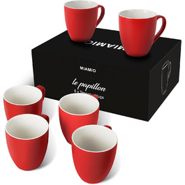 Набор чашек для кофе 350 мл, 6 предметов, красные Le Papillon Collection MIAMIO 