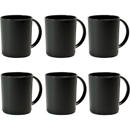 Пластиковый набор кофейных кружек 360 мл, 6 предметов, черный Hausfelder
