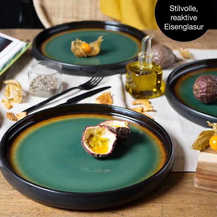 Набор тарелок из керамогранита  26 см, 4 предмета, зеленый Moritz & Moritz Solid