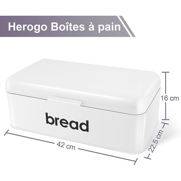 Хлебница 42 x 22,5 x 16 см, белая Herogo