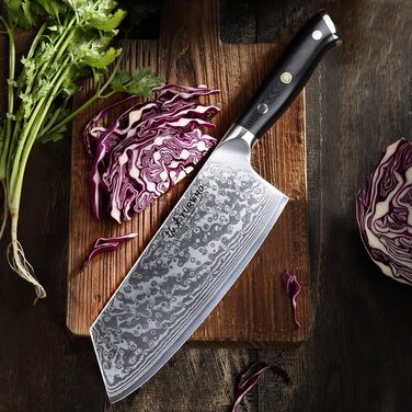 Нож-топорик для мяса TURWHO из 67 слоев дамасской стали, 20 см