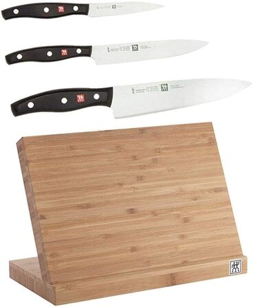 Точилка для ножей Zwilling 32576231 из нержавеющей стали и подставка для ножей  Zwilling 35046-110-0 из бамбука