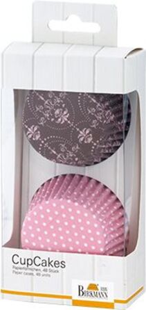 Набор форм для выпечки капкейков, 48 шт, 7 см, розовый/коричневый, La belle Rose RBV Birkmann