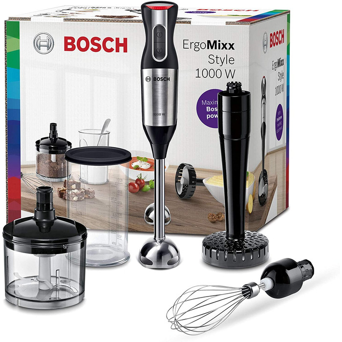 Ручной блендер Bosch ErgoMixx Style MS6CM6155 / 1000 Вт / 12 скоростей / 4 предмета / 600 мл