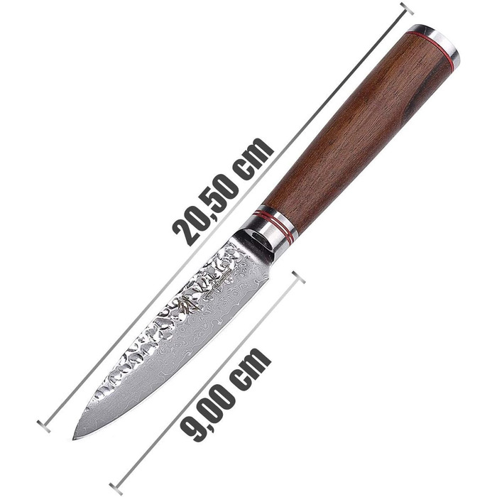 Профессиональный поварской нож из натуральной дамасской стали с рукояткой из орехового дерева 9 см 67 Wakoli