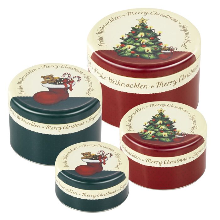 Банка для печенья рождественская, 4 предмета, белый/красный/зеленый, RBV Birkmann