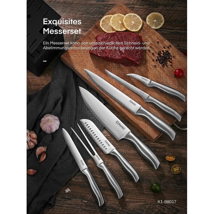Набор ножей из нержавеющей стали с ножницами и затачивающим блоком 16 предметов D.Perlla