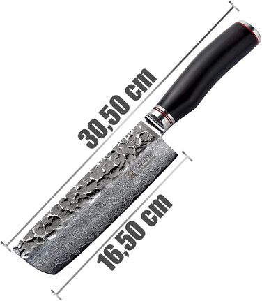 Профессиональный поварской нож из натуральной дамасской стали с рукояткой из молота и дерева пака 16,5 см Wakoli
