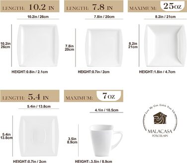 Комбинированный набор кремово-белой фарфоровой посуды из 60 предметов Series Blance MALACASA