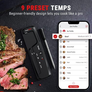 Термометр для мяса ThermoPro TempSpike TP961, Bluetooth 150 м, IP67