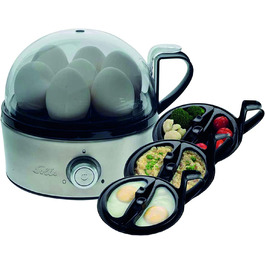 Яичная плита Solis Egg Boiler & More 827 - Для приготовления 7 яиц - Варка и приготовление на пару - С регулировкой степени твердости для яиц - Яичная вставка и 2 поддона - Нержавеющая сталь