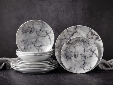 Набор столовой посуды на 4 человека 12 предметов Home Series Marble CreaTable