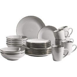 Набор столовой посуды на 6 человек 24 предмета Metallic Rim Series MÄSER