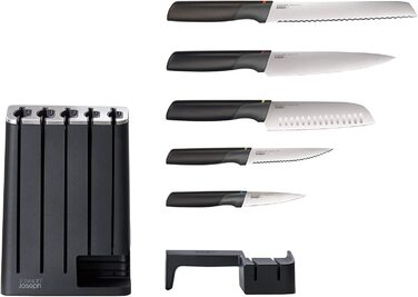 Набор Joseph Joseph, 5 ножей из нержавеющей стали + точилка для ножей, с подставкой, черный