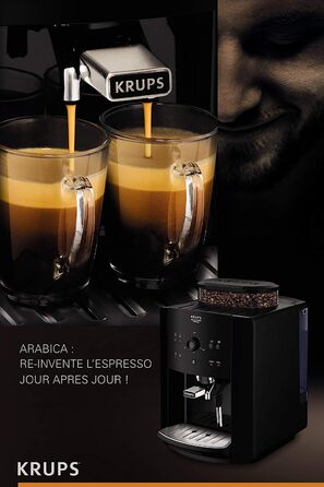 Кофемашина на 2 чашки 1450 Вт, с кофемолкой, черная Arabica Picto Quattro Force EA8110 Krups