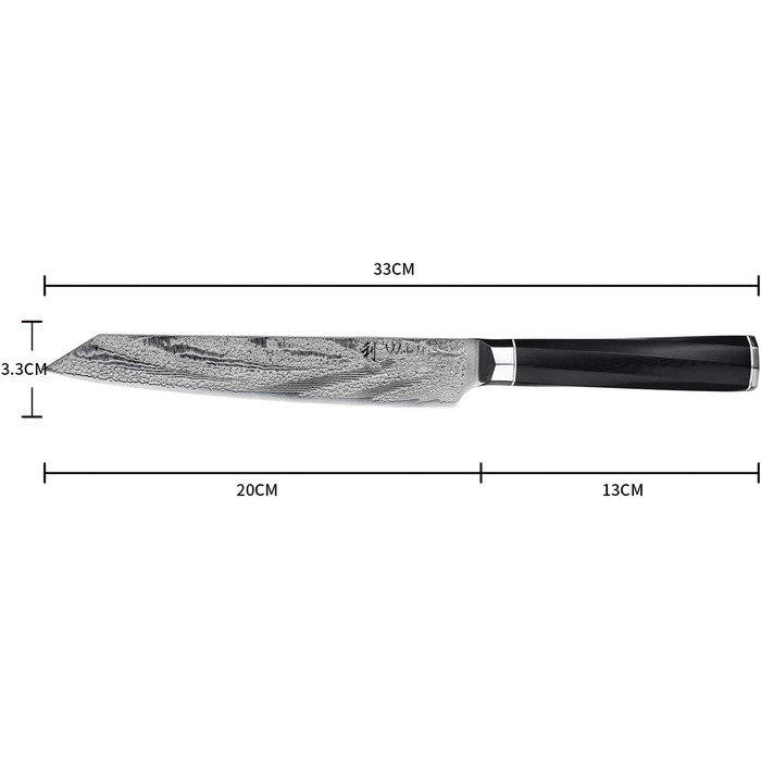 Профессиональный поварской нож для мяса из настоящей дамасской стали 20 см Wakoli Kumo