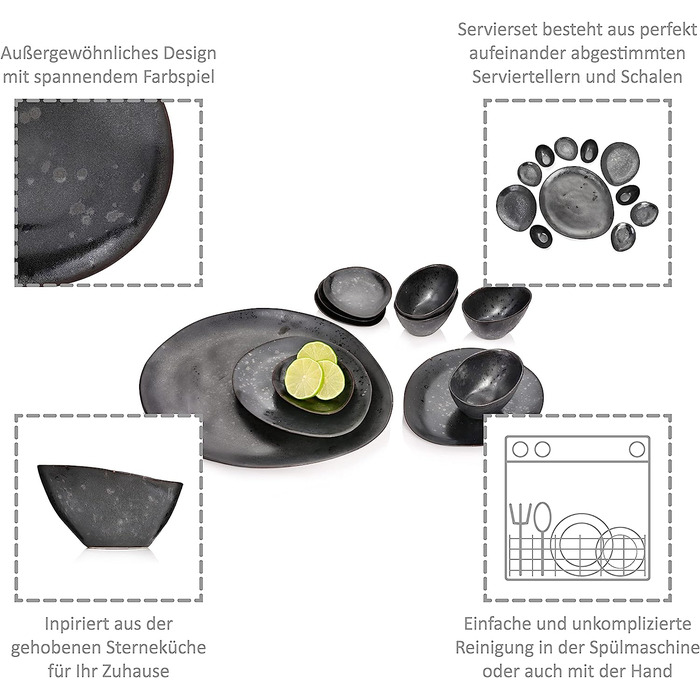 Набор сервировочных тарелок из керамогранита 11 предметов Tombey Sänger