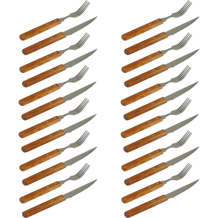 Набор приборов для стейков с деревянной ручкой, 24 предмета