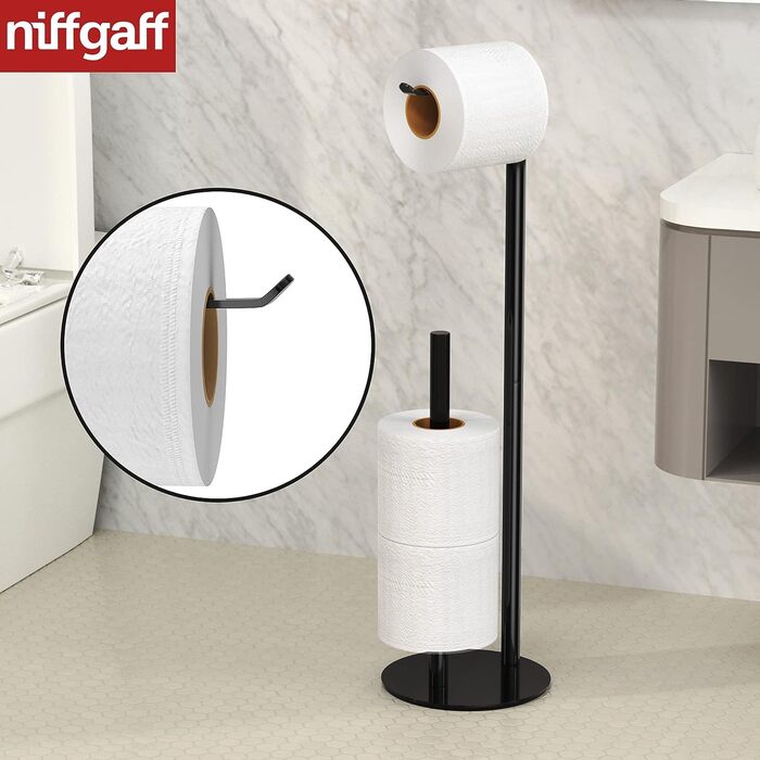 Двойной держатель для туалетной бумаги 60 х 17 см, черный Niffgaff