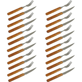 Набор приборов для стейков с деревянной ручкой, 24 предмета 