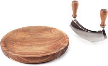 Нож для зелени с деревянной тарелкой  2 предмета Hanseküche