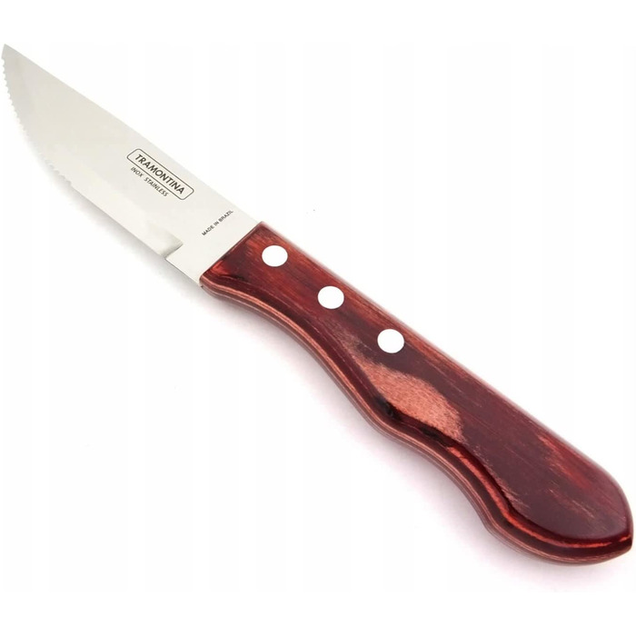 Набор из 6 ножей для стейка Tramontina JUMBO из нержавеющей стали, ручки из натурального дерева, красный