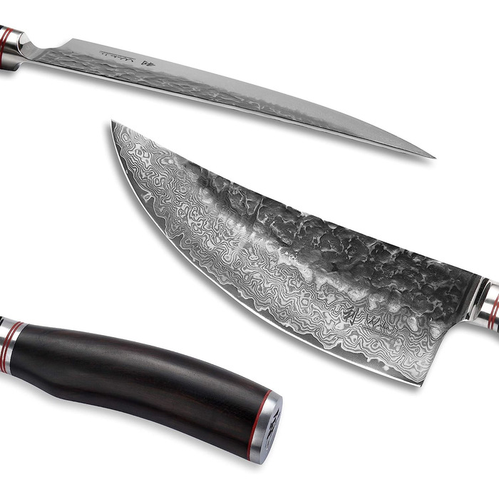 Профессиональный поварской нож из настоящей дамасской стали с рукояткой из дерева пакка 20 см Wakoli Ebo