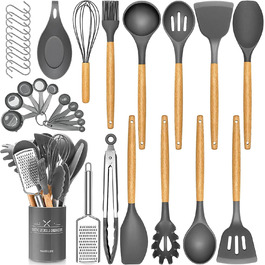 Набор силиконовых кухонных принадлежностей 34 предмета, серый NAUDILIFE
