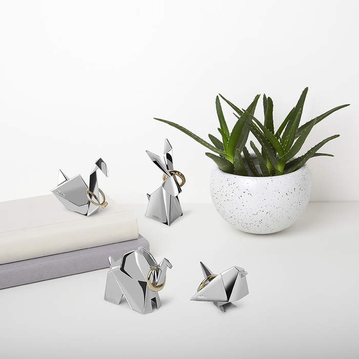 Подставки для колец (3 шт) 8х8х3,7 см металлик Origami Umbra
