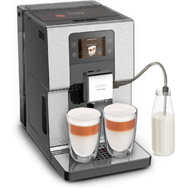 Кофемашина на 2 чашки 1550 Вт, с кофемолкой, серебристая Intuition Experience EA876D Krups