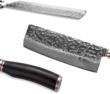 Профессиональный поварской нож из настоящей дамасской стали и рукояткой из дерева пакка 22,5 см Pakka Wakoli Ebo Nakiri