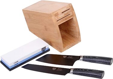 Набор ножей с подставкой и точильным камнем зернистостью 400/1000, 4 предмета KURO Series GRÄWE