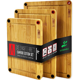 Набор инновационных разделочных досок из органического бамбукового дерева REDSALT® 3 предмета | 38x26, 32x22, 26x18 см 